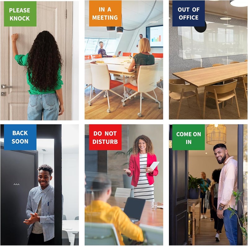 EliteSign Office Door Signs -6 Options Do Not Disturb, In A Meeting, Out Of Office, Working Remotely, Back Soon Please Knock,Privacy Door Slider Sign for Meeting & Conference Room Brushed Gold - Image 3